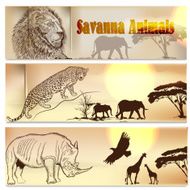 Beautiful backgrounds set with savanna animals