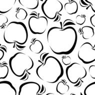 Seamless background with apples silhouettes Vector illustration
