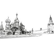 Saint Basil&#039;s Cathedral hand drawn vector illustration N5