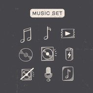 Music media audio symbols set