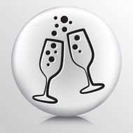Round Icon With Two Champagne Glasses And Bubbles