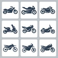 Vector isolated motorcycles icons set