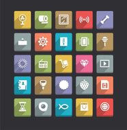 Trendy Vector Icons With Long Shadow Set 12 N2