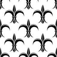 Black and white fleur de lys seamless pattern