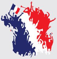 Happy French Fans in Shape of France Map N2