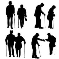 Vector silhouette of old people N221