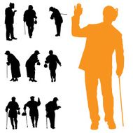 Vector silhouette of old people N222