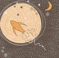Cute Spaceship In The Night Sky