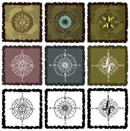 Grunge Sunburst Earth Compasses in Frames