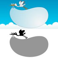 Silhouette and cartoon stork N2