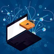 Laptop with graphic and lock