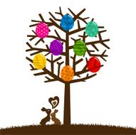 Easter tree and bunny family