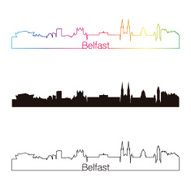 Belfast skyline linear style with rainbow