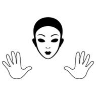 Mime Mask and Hands Silhouette