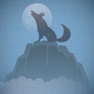 Wolf Howling Silhouette N2
