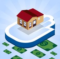 Loan theme with home and money