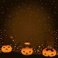 Three cute cats and jack o&#039; lantern