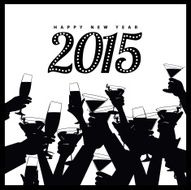 Happy New Year 2015 toasting hands silhouette