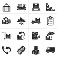 Black Cargo shipping and delivery icons