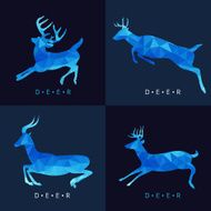 Deer - Blue low poly vector set Design N2
