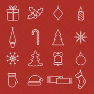 Christmas line icons set for web and holidays design