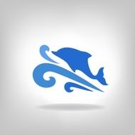 Emblem of a dolphin over the sea N4