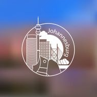 Linear round icon of Johannesburg South Africa