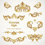 Vector set of vintage ornaments in Victorian style N2