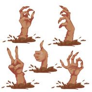 Set of zombie hands for Halloween Party Vector illustration