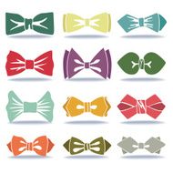 Several colored silhouettes of bow tie with shadow N2