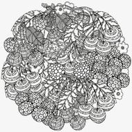 Circle ornament with artistically cherries N2
