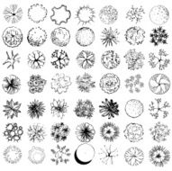Set of treetop symbols for architectural or landscape design N5
