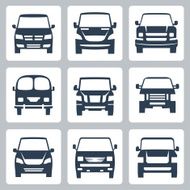 Vector van icons set front view N2