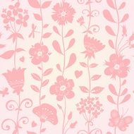 Seamless pattern with silhouettes flowers N41