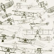 Vintage seamless background Stylized airplane illustration composition t