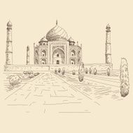 Taj Mahal hand drawn vector illustration N5