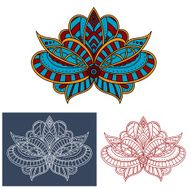 Persian paisley flower with curly elements