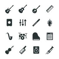 Musical Equipment Silhouette Icons N2