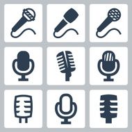 Vector isolated microphone icons set