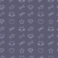 Pets line icons on black background N3
