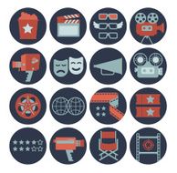 Icon set with cinema silhouettes N3