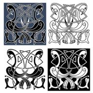 Heron birds with celtic knot patterns