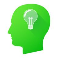 Male head icon with a light bulb