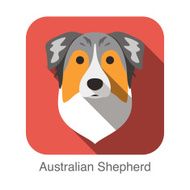 Australian shepherd dog face flat icon series N2