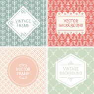 Set of vintage frames on mono line seamless background N7