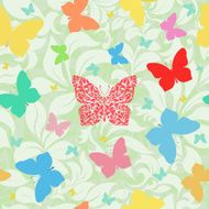 colored butterflies seamless floral background N2