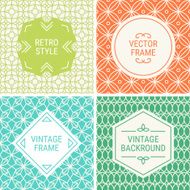 Vintage frames on mono line seamless background