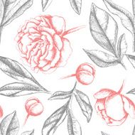 Vintage elegant pattern with peony flowers N3