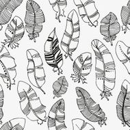 Vector seamless pattern of feathers on a white background N3