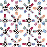 Traditional japanese doll Kokeshi dolls Seamless background pattern N2